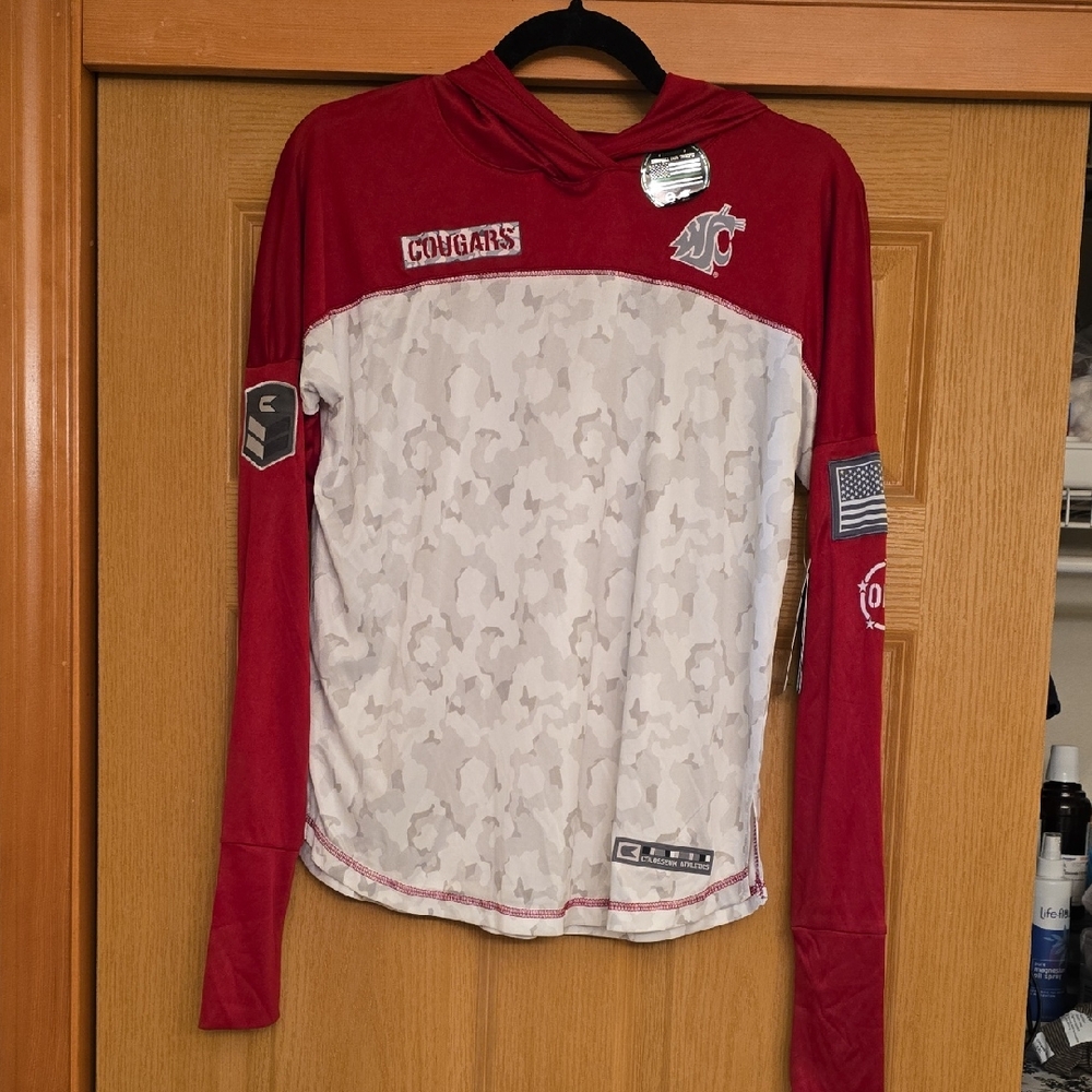 WSU Cougar Women's Lightweight Colosseun Red and White Hoodie
